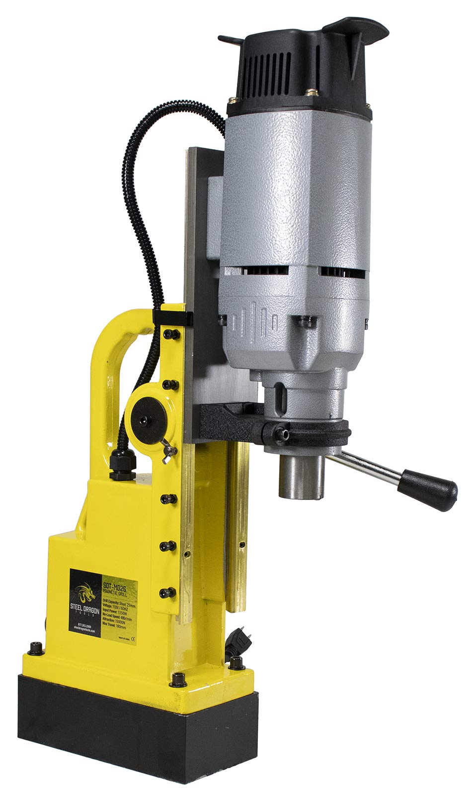Steel Dragon Tools MD25 1350W Magnetic Drill Press with 1in. Boring Diameter 7in. Boring Depth & 3372 lb Magnetic Force
