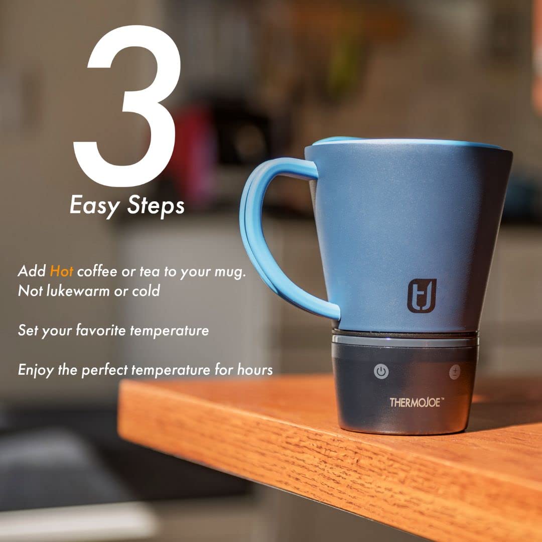 Thermojoe 14 Oz. Rechargeable Heated Smart Thermo Mug for Coffee and Tea with Temperature Control