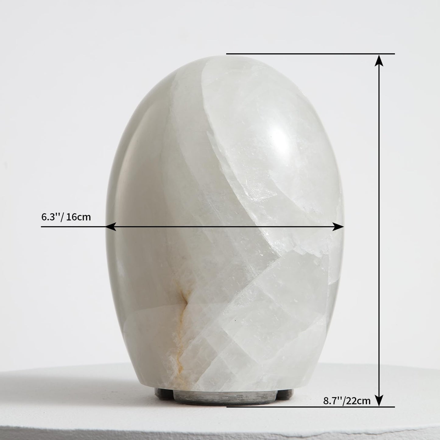 Artsolute Natural Calcite Stone Lamp – Handcrafted from Solid Crystal Stone, Dimmable Bedside Accent Light, Unique One-of-a-Kind Texture, Small Cylinder Table Lamp for Bedroom