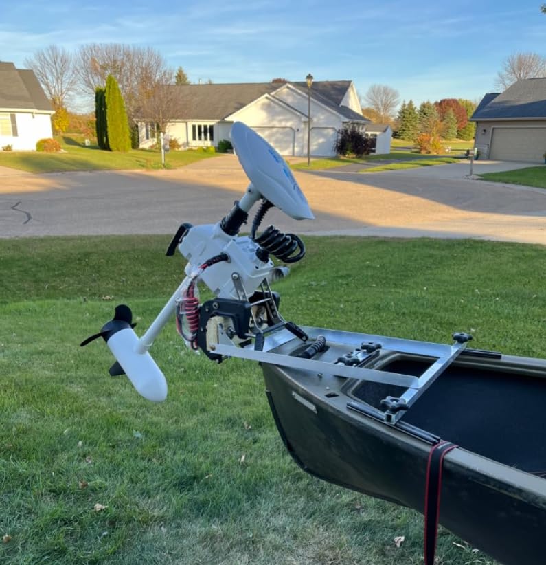 Zichen Haswing CaymanT Transom-Mount Trolling Motor with Wireless Remote - 55LBS Thrust, 26in. Shaft for Kayak Fishing Boat in Freshwater & Saltwater