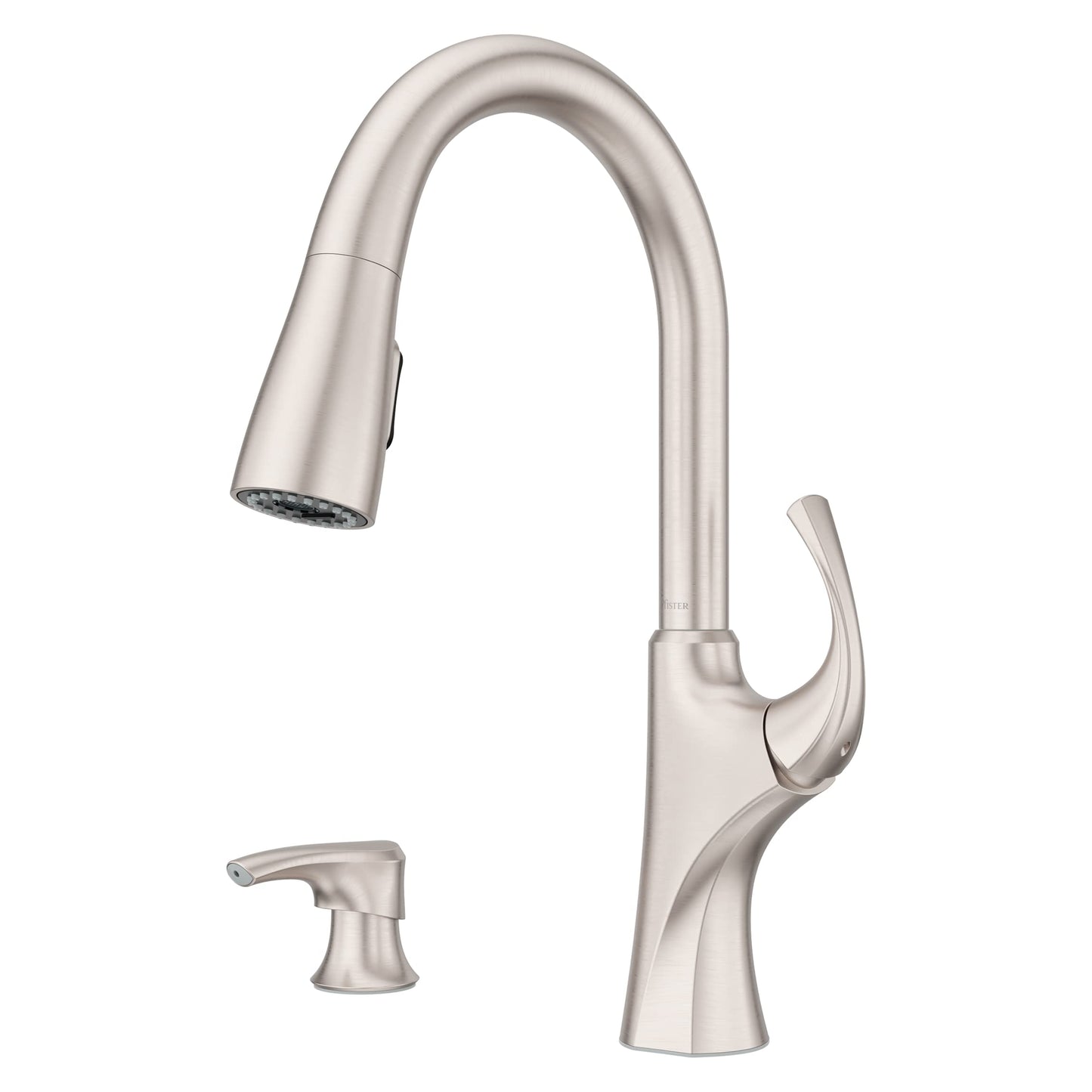 Pfister Miri 2.0 Kitchen Faucet with Pull Down Sprayer and Soap Dispenser, Single Handle, High Arc, NSF Certified, Spot Defense Stainless Steel Finish, F5297MRRGS