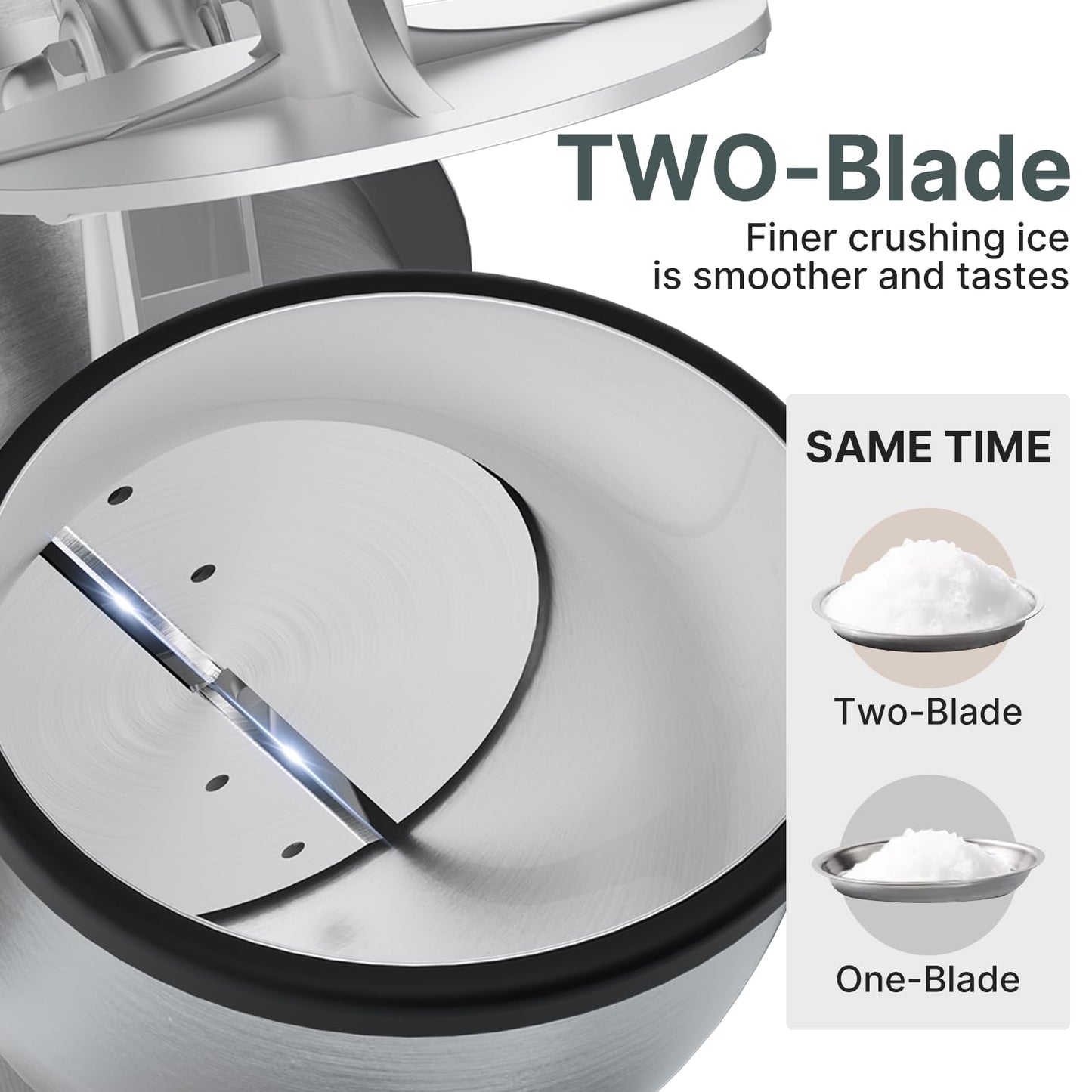 Fajiduo Electric Ice Shaver, Stainless Steel Dual Blade Ice Crusher 440LBS/H, Commercial Shaved Ice Machine, Snow Cone Machine for Home, Commercial, Restaurants, Bars, Party
