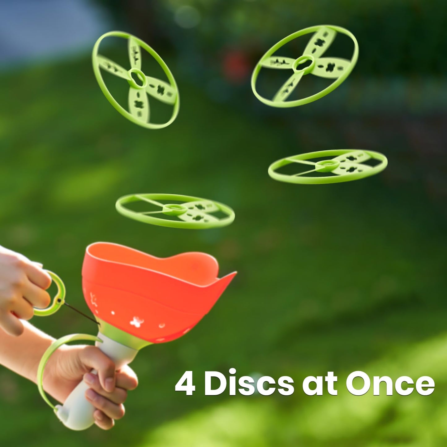 Ivtivfu Flying Disc Launcher Toy (2 Packs), Manual Capture Catching Disk Game, Outdoor Toys for Kids Ages 4-8, Outside Yard and Lawn Family Games for Toddlers 3-5, Birthday Gifts for Girls and Boys