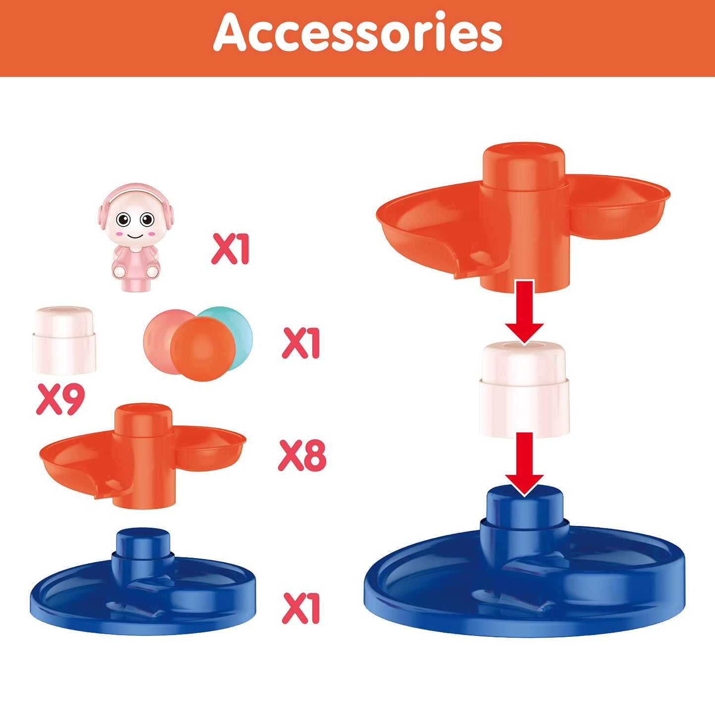 FUN LITTLE TOYS Ball Drop Toys for Toddler 1-3, 9 Layer Roll Swirling Ball Tower with 3 Balls, Ball Run Ramp for Baby Learning Development Educational Activities Toy Birthday Gift