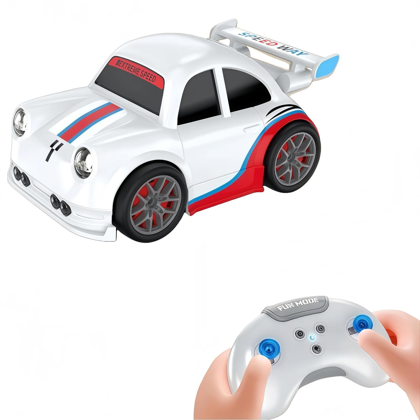 PanniOhye 3-in-1 Smart RC Car with Follow & Escape Modes, 360° Stunt Drift, Voice/Light Effects, and Pet Play Mode, 4WD Remote Control Car Toy for Kids and Cat Dogs (White)