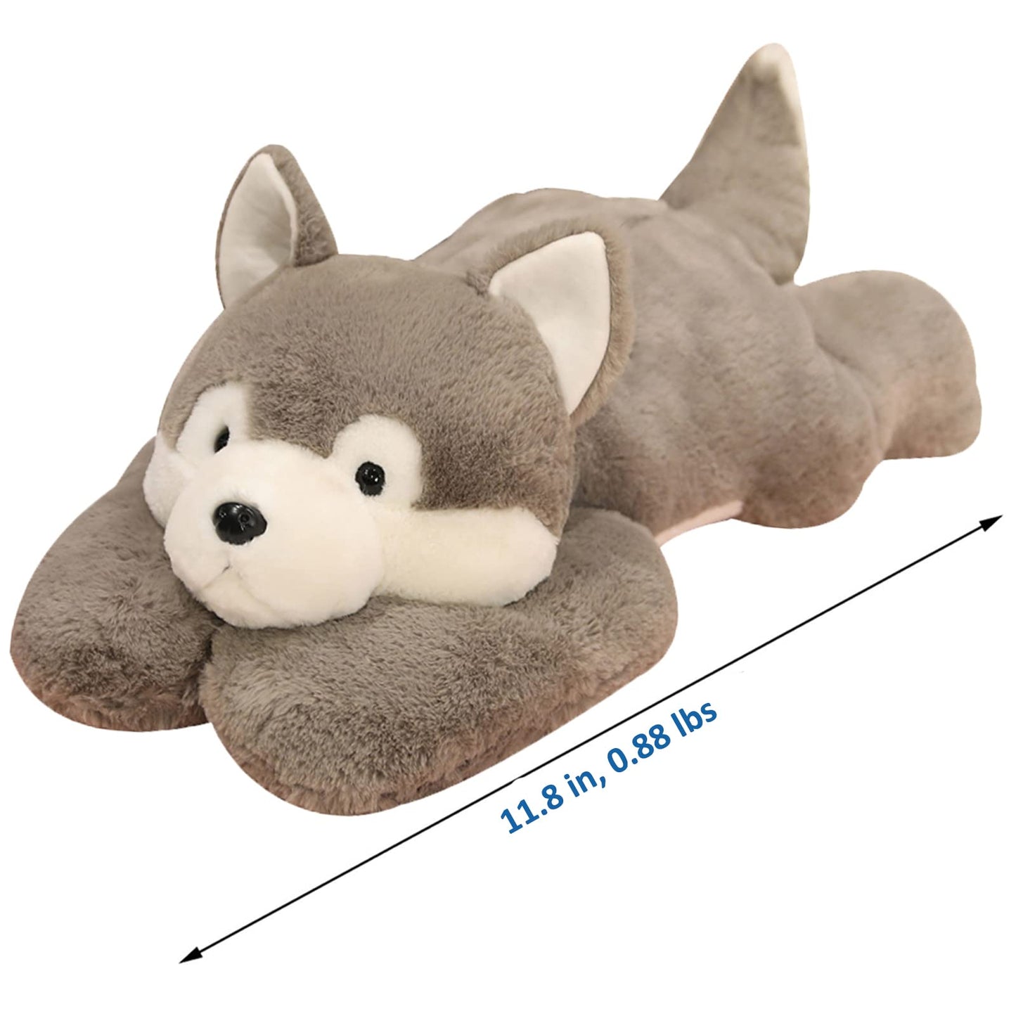 Hronsa Weighted Stuffed Animals, Weighted Husky Stuffed Animal Toy Cute Husky Plush Pillow for Adults Boys Girls, 11.8in