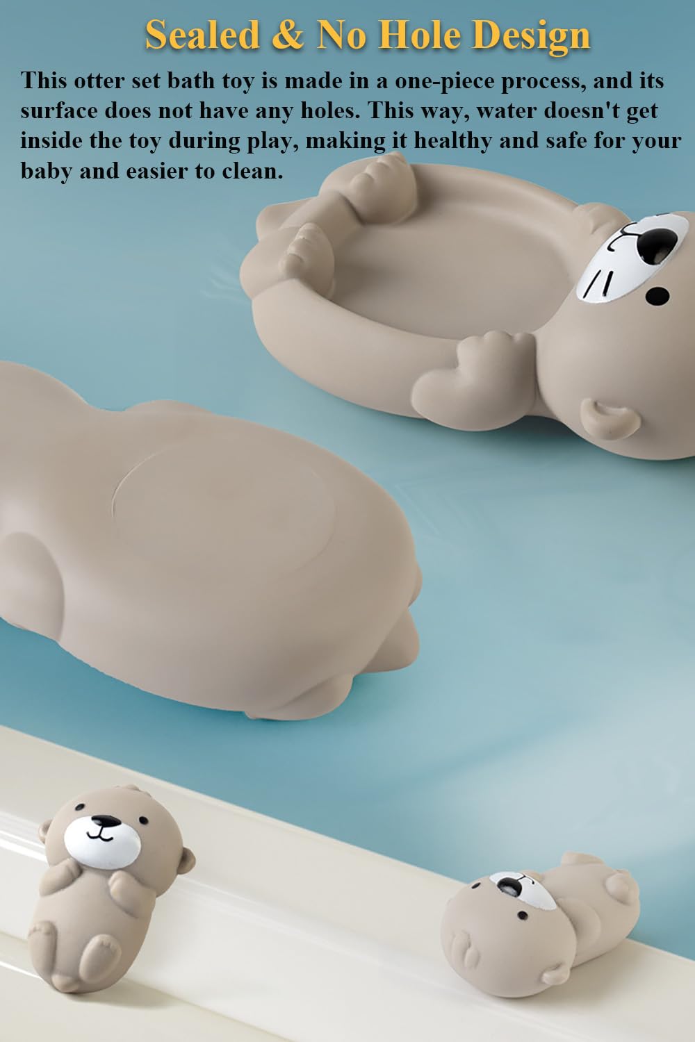 NEXTAKE Otter Bath Toy Set, Child-Mother Otter Playset Tub Toy, 1 Mother Otter and 3 Baby Otters Water Toy Bathtub Otter Toy Set Otters Family Floating Toy for Babies
