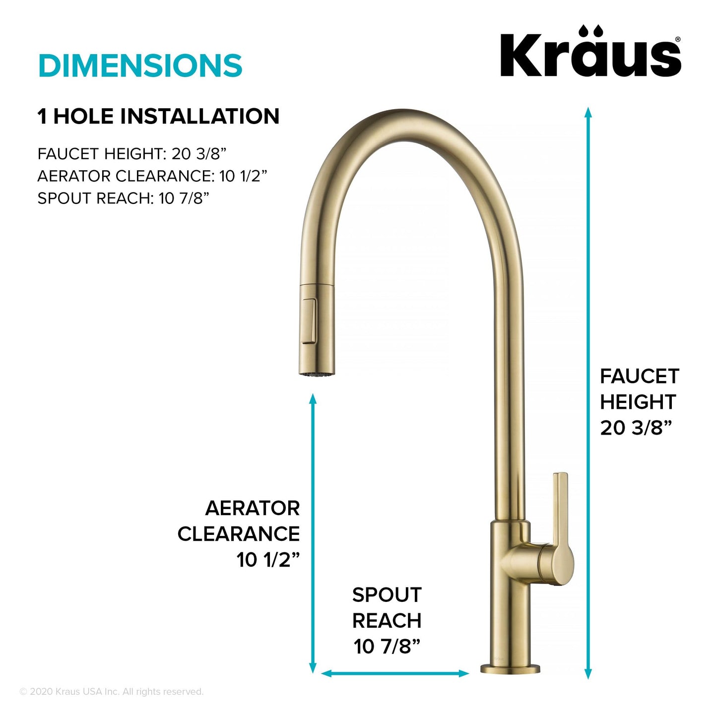 KRAUS Oletto High-Arc Single Handle Pull-Down Kitchen Faucet in Spot Free Antique Champagne Bronze, KPF-2821SFACB