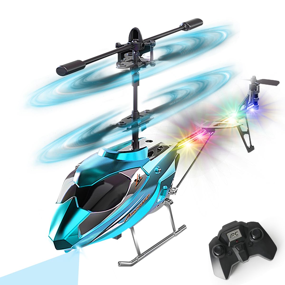 VATOS RC Helicopter for Boys, 2.4G Remote Control Helicopter with LED Light for Kids 12+ Years Old, Fixed Height, One-Key Take-Off, Indoor RC Planes Ideal Festival Gifts for Boys Adults
