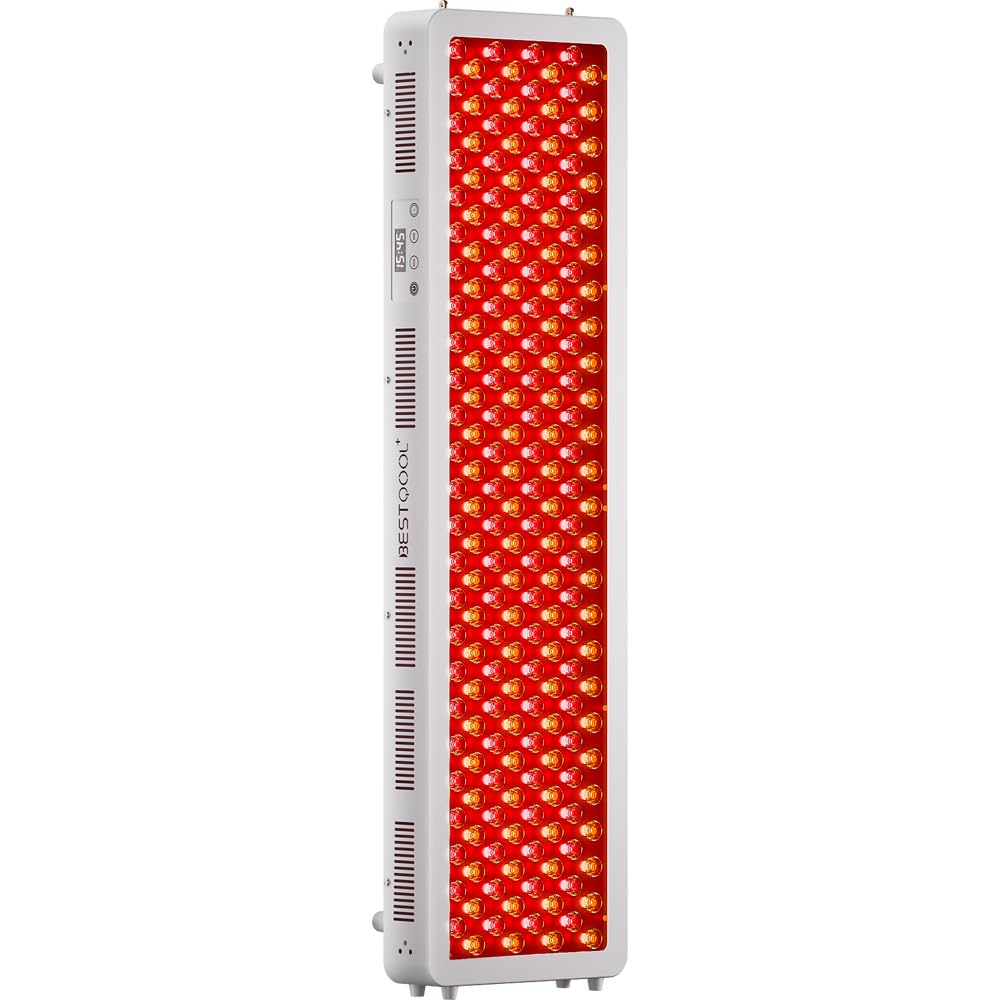 BestQool Red Light Therapy Device for Body, Face. 4 Wavelengths Full Body Near Infrared Therapy Lamp, Dual Chip 200 Elite Grade LEDs, High Power Red Light Panel at Home. 340W.