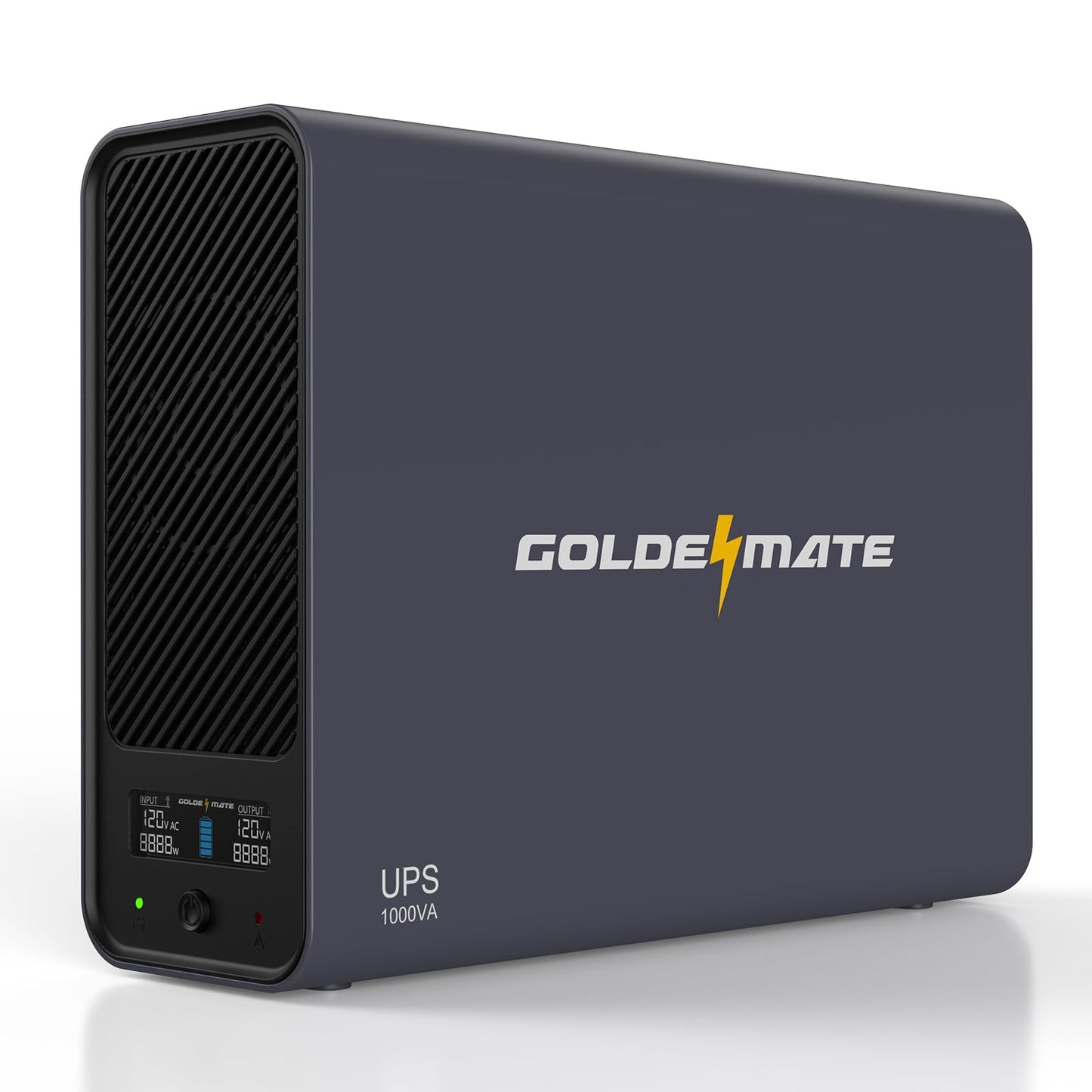 GOLDENMATE 1000VA/600W Lithium UPS Battery Backup and Surge Protector, Sinewave UPS System with LiFePO4 Battery(153.6 Wh), Updated Pro Ver. with USB Communication Port, 8 Outlets, LCD Display, Gray