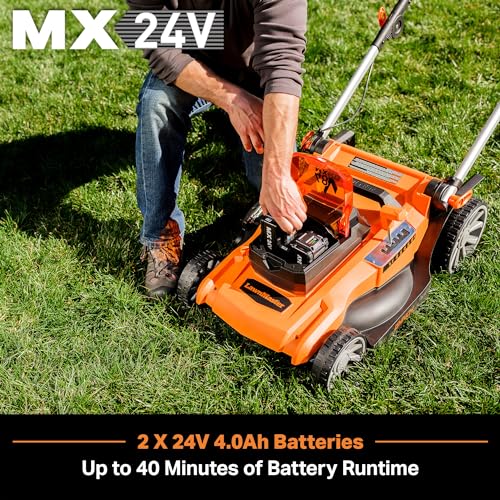 LawnMaster 48V MAX Electric Lawn Mower, 19-inch Brushless Cordless Lawn Mower with 2X24V MAX 4.0Ah Battery and a Dual Charger-CLMF4819A