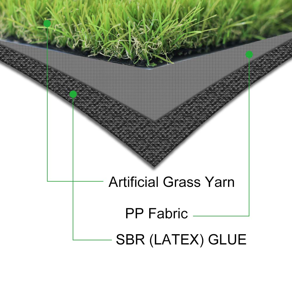 WarmShe Artificial Grass Turf 12FTX20FT,1,38inch 4 Tone Realistic Synthetic Thick Fake Faux Grass Rug Astroturf Carpet Landscape for Dogs Indoor Outdoor Garden Lawn Mat, with Drainage Holes