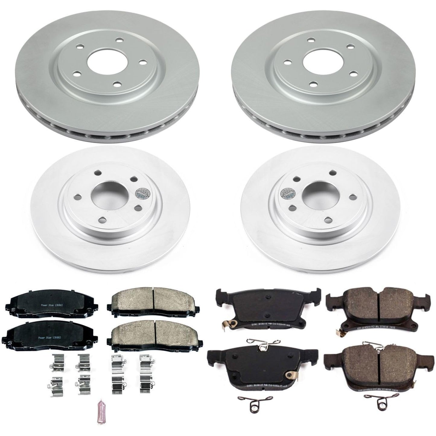 Power Stop CRK7841 Coated Rotor Front & Rear Brake Kit- Coated Brake Rotors and Z17 Ceramic Brake Pads