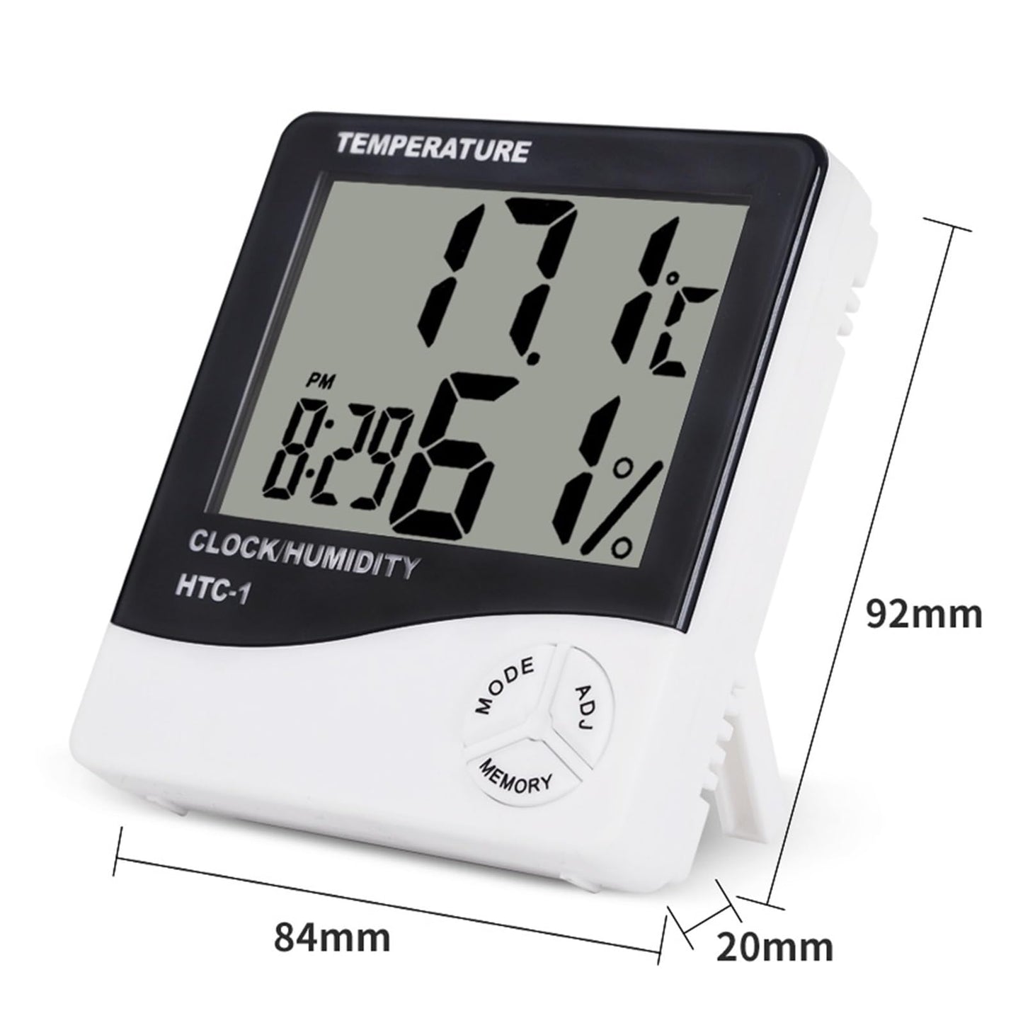 CVGfko Indoor Room LCD Electronic Temperature Humidity Meter Digital Thermometer Hygrometer Weather Station Alarm Clock