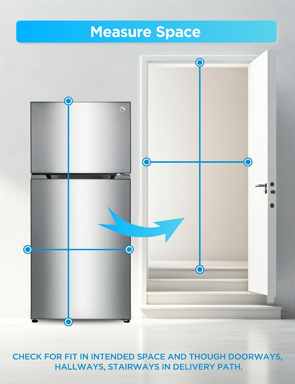Commercial Cool 18 Cu. Ft. Top Mount Refrigerator with Freezer, 2-Door Refrigerator with Top Freezer and Adjustable Temperature Control, Ice Maker Ready, Energy Star Certified, Stainless Look