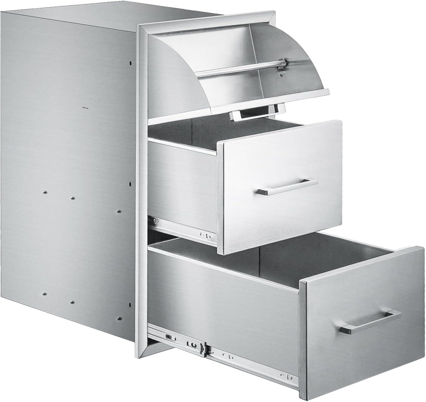 yuxiangBBQ 17W30H21D Inch Outdoor Kitchen Drawers Stainless Steel Double Drawer w/Paper Towel Holder Combo Works with Your Grilling or Prep Zones for Outdoor BBQ Island