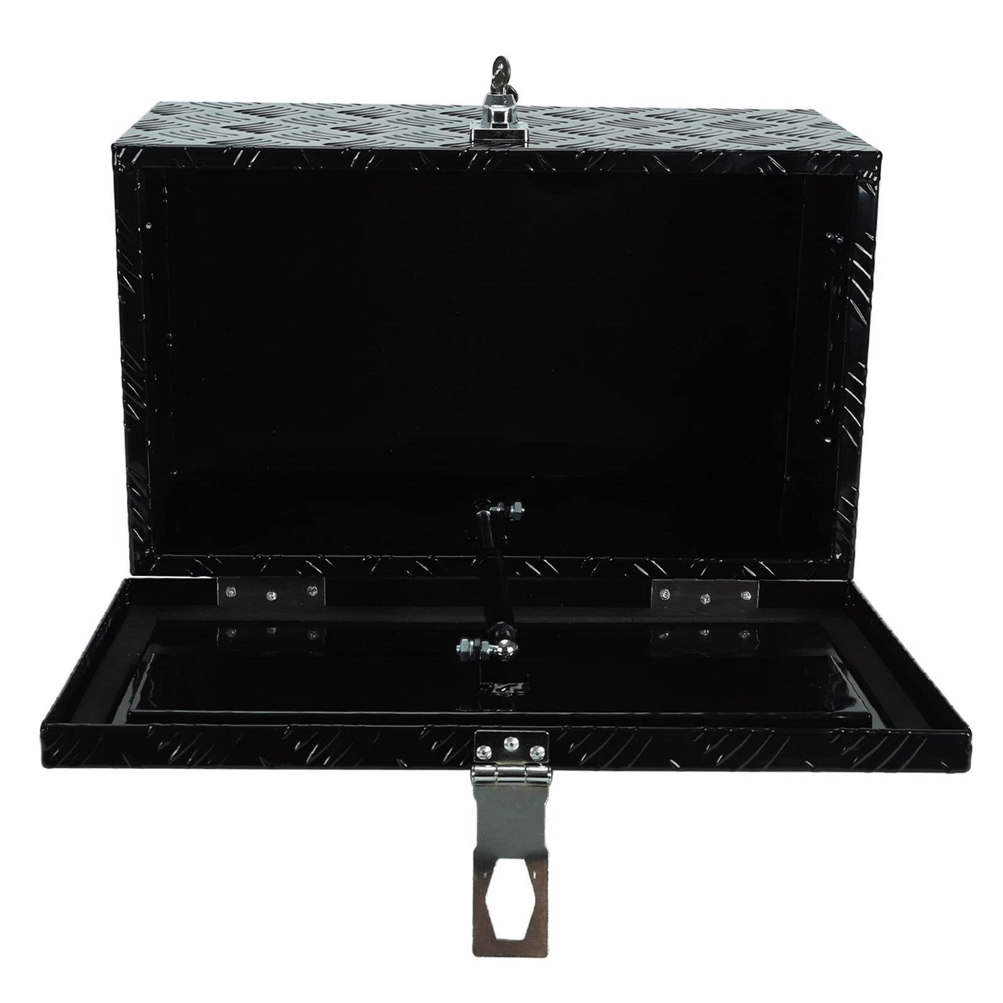 Gooeap 20 X 12 X 9.45 Inch Black Aluminum 5 Bar Tread Tool Box Truck Car Outdoor Trailer Pickup Underbody Toolbox, RV Storage Organizer, Underbed Tools Organizer With Lock & Keys