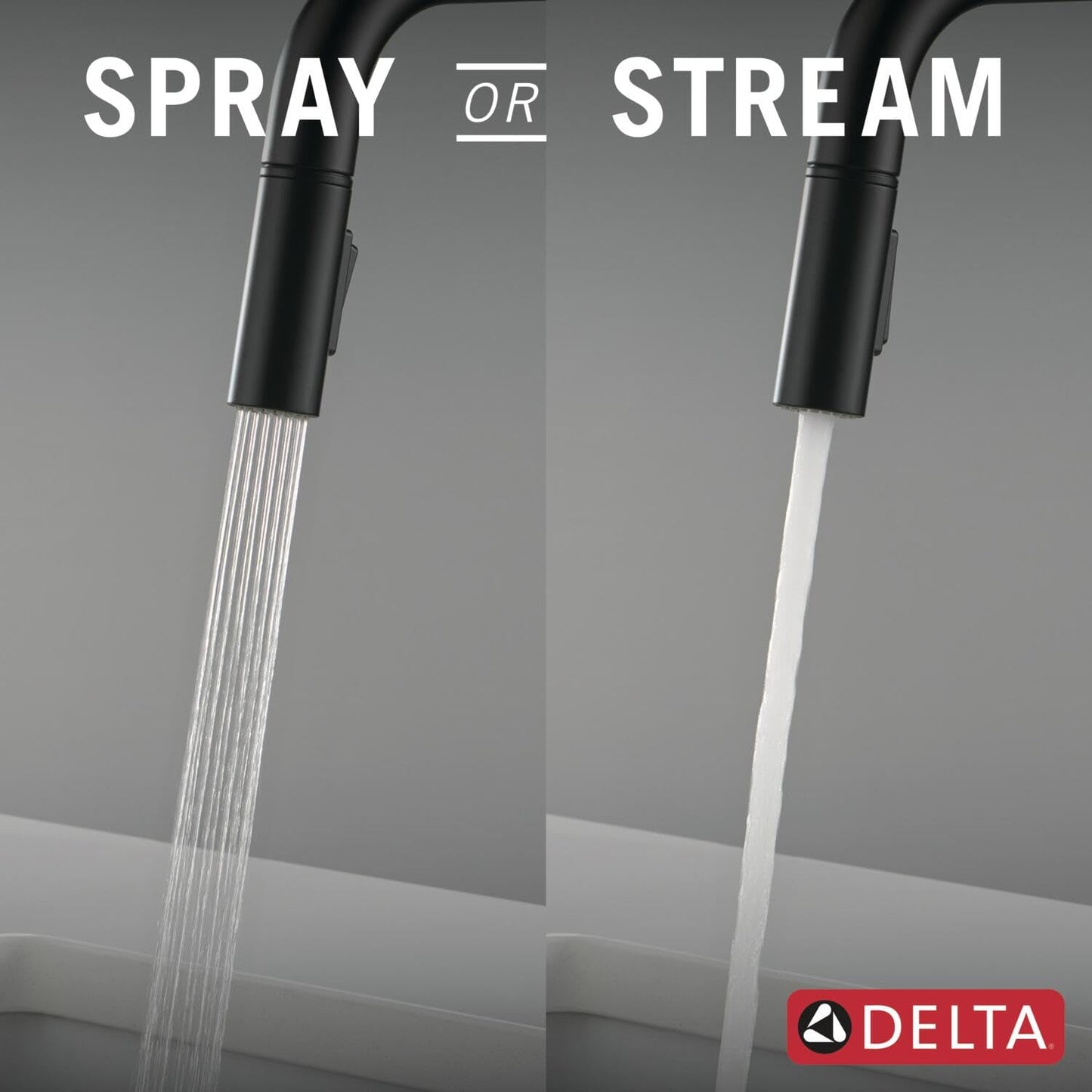 Delta Nicoli U-Spout Kitchen Faucet with Pull Down Sprayer, Modern Single Hole, Matte Black 19868LF-BL