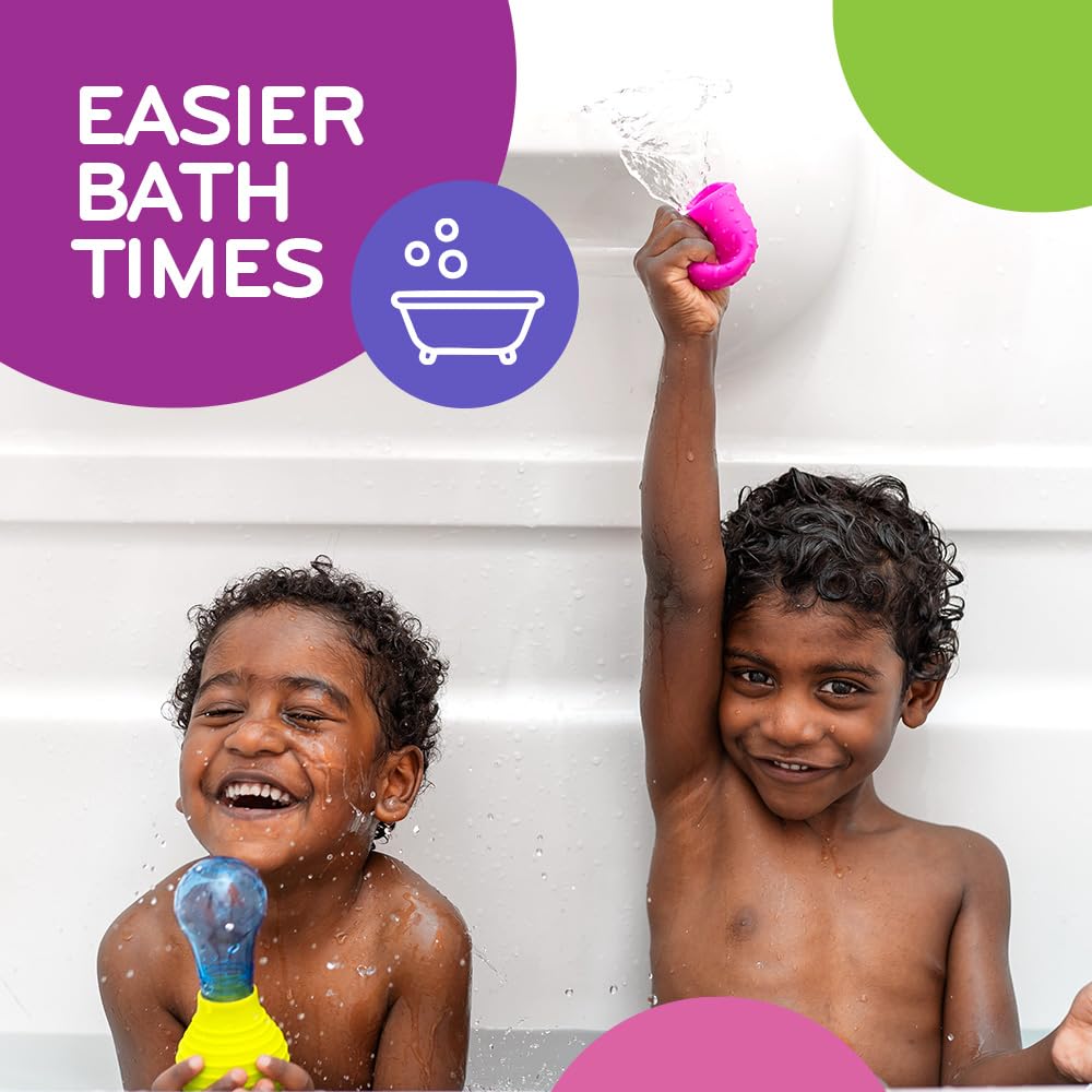 Mobi Skwooshlz Water Squeeze Bulbs - Silicone Baby Bath Toys, Baby Bathtub Toys for Toddlers, Latex and BPA Free, Food Grade Silicon, Easy to Clean - Toddler Ages 1-3 (Pack of 2)