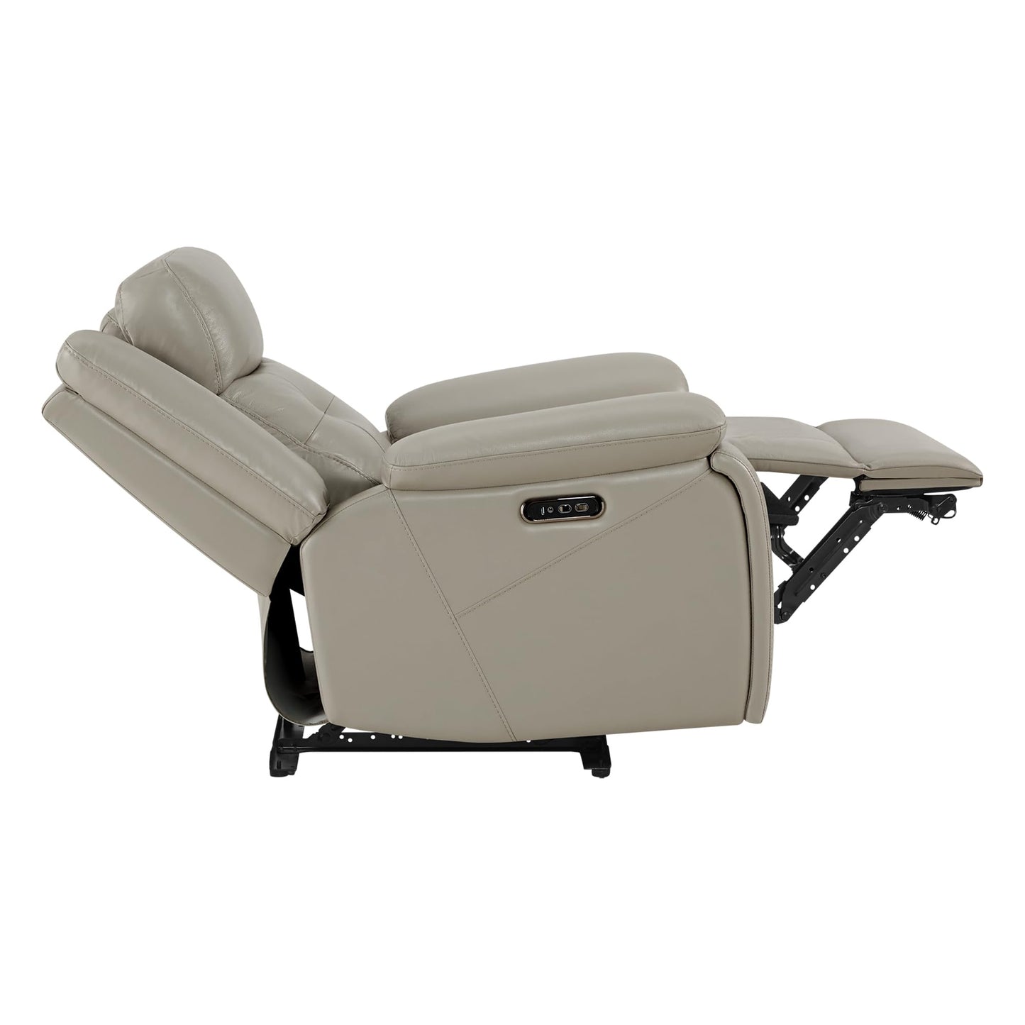 Watson & Whitely Genuine Leather Power Recliner Chair for Adults, Wall Hugger Recliner with Power Headrest, Cup Holders & Charging Ports, Electric Reclining Chairs for Living Room, RV, Grey