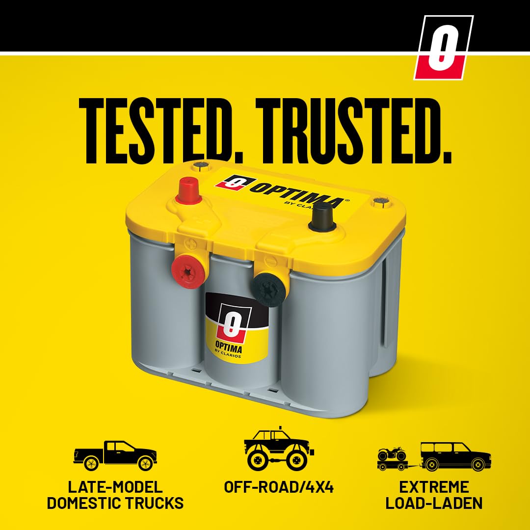 OPTIMA® Batteries High Performance D34/78 YELLOWTOP® Dual Purpose Sealed AGM Car, Truck and SUV Battery, 750 CCA, Dual Terminal, Maintenance Free, Versatile Mounting