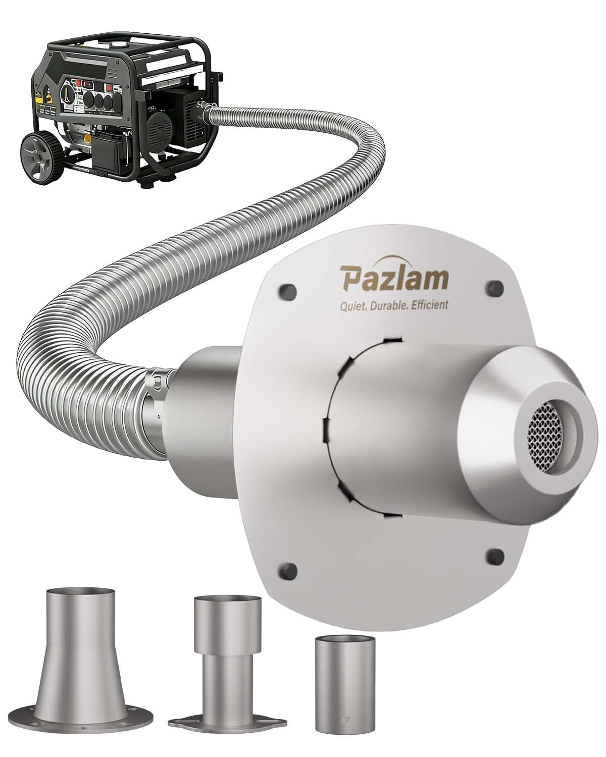PAZLAM Generator Exhaust Extension Kit – Universal Fit for Firman, Honda, Champion & More – Heavy-Duty Stainless Steel with Flexible Pipe – Exhaust Noise Reduction & Fume Venting