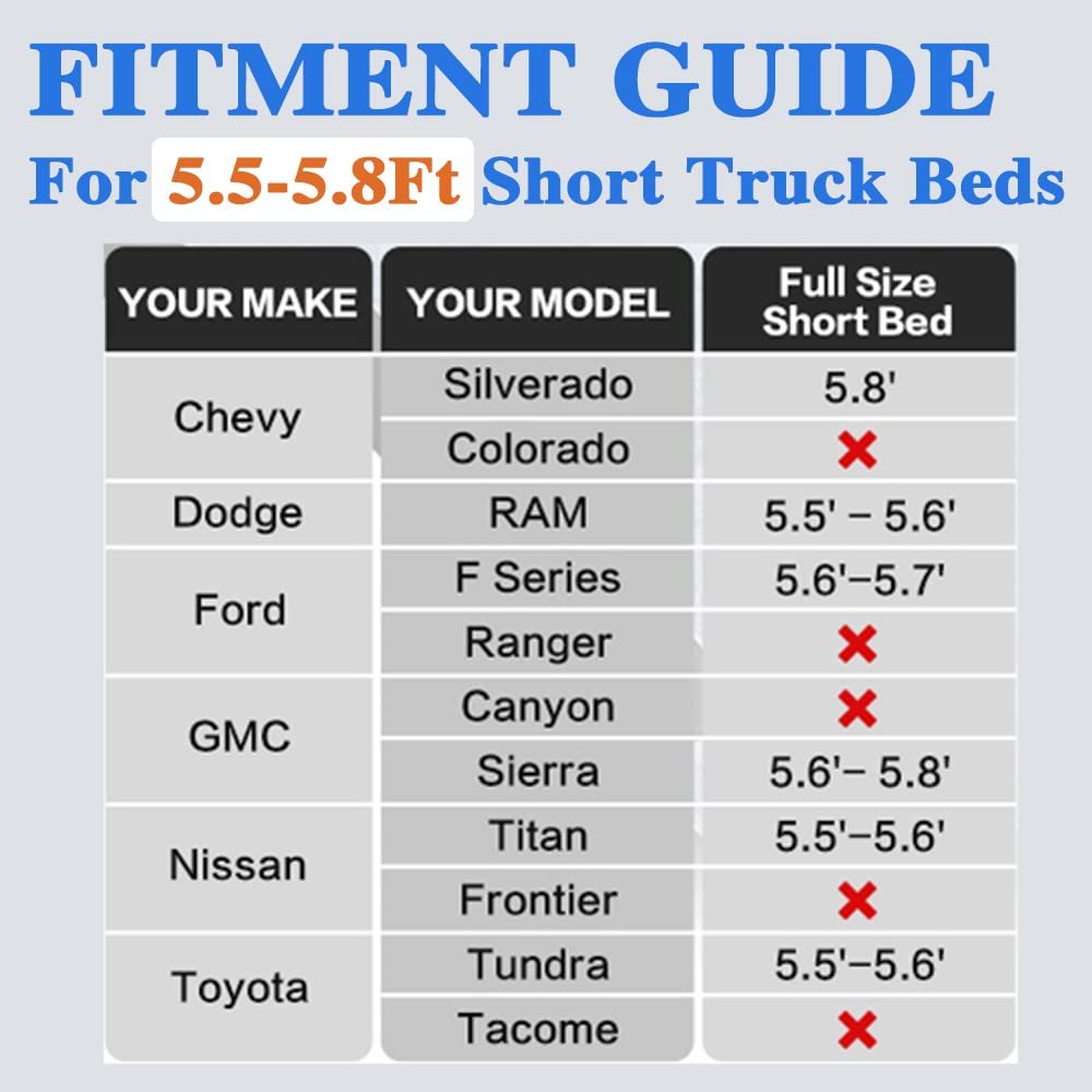 hufaut Camping Pickup Truck Bed Air Mattress Thicken Sleeping Pad for 5.5-5.8Ft Full-Size Short Truck Beds Outdoor Camping Car Travel(Grey)