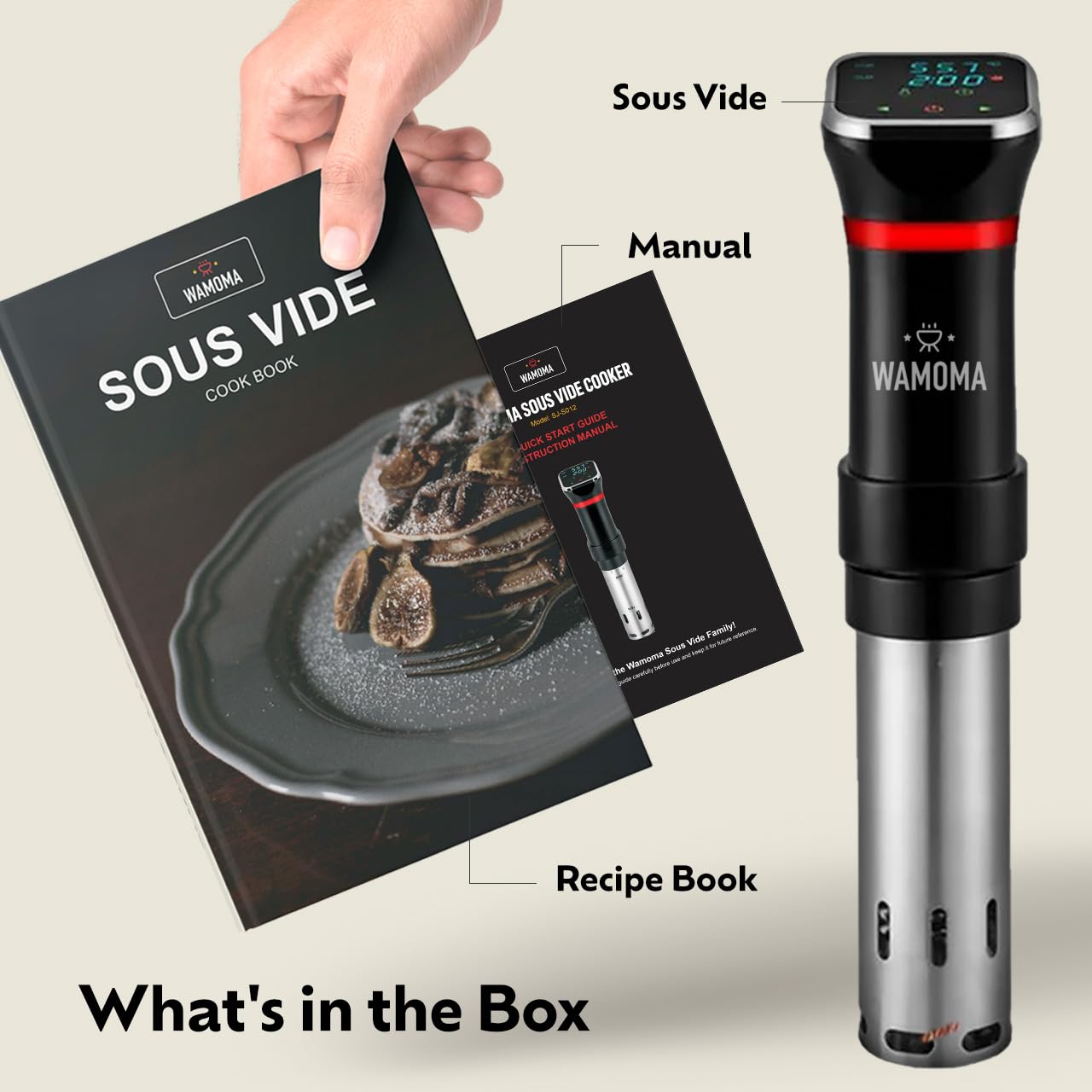 Wamoma Sous Vide Complete Bundle – 1100W Precision Cooker IPX7 Waterproof + 12-Qt Container with Lid + Hand Vacuum Pump & Reusable Bags + Silicone Weights for Perfect Cooking Results