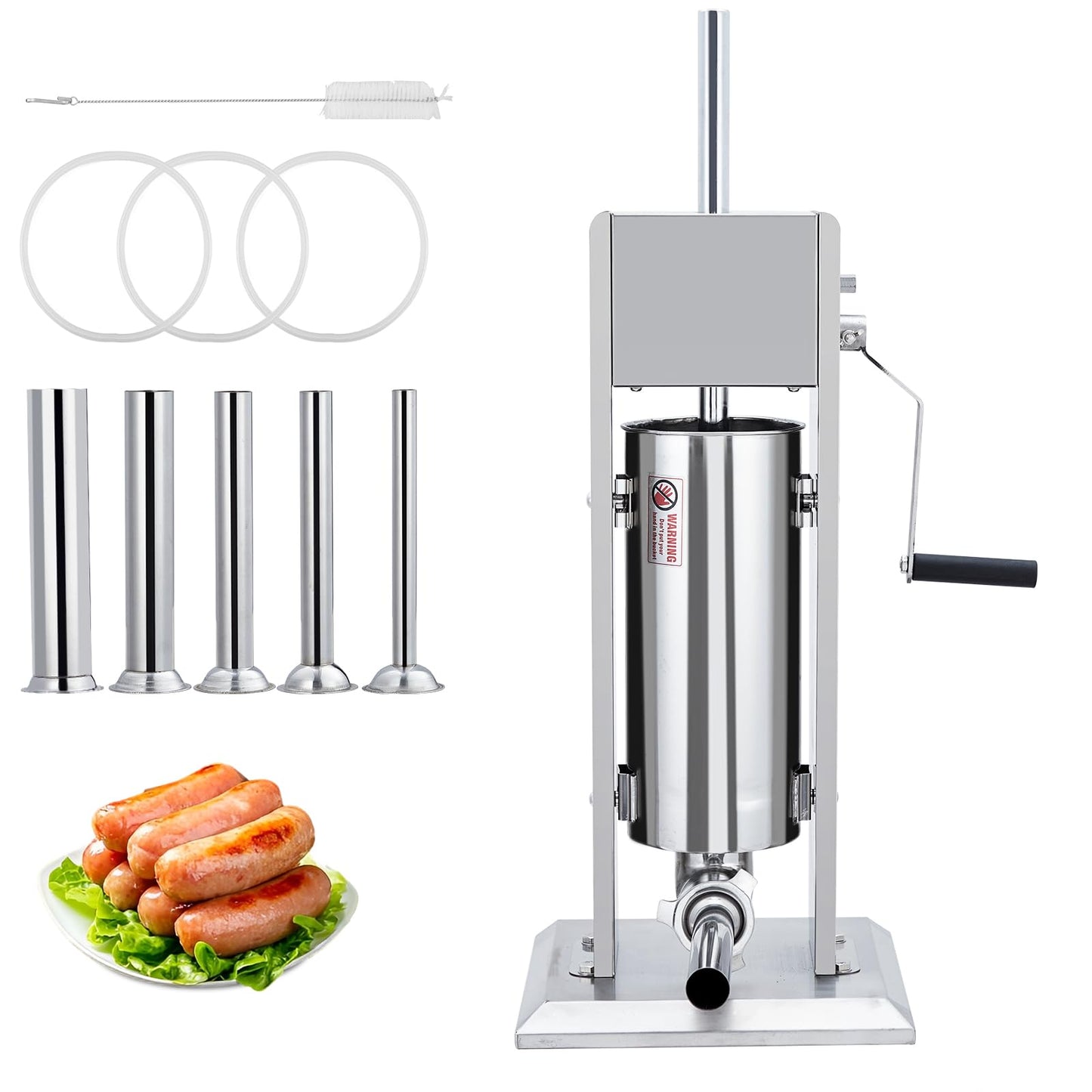 Sausage Stuffer, Manual 22LBS/10L Sausage Maker Machine, Meat Stuffer with Dual Speed, Stainless Steel Heavy Duty Sausage Filler with 5 Stuffing Tubes, for Commercial and Home Use