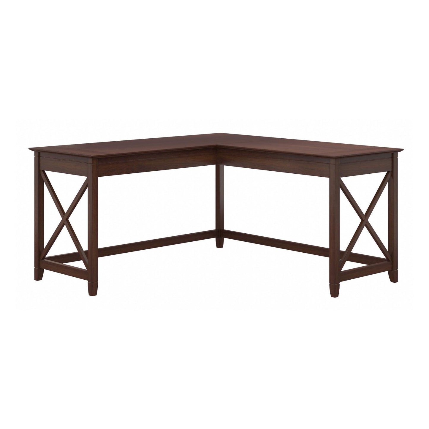 Bush Home Key West 60W Modern Farmhouse L Shaped Desk in Bing Cherry, 60-Inch Corner Computer Table for Home Office Workspace