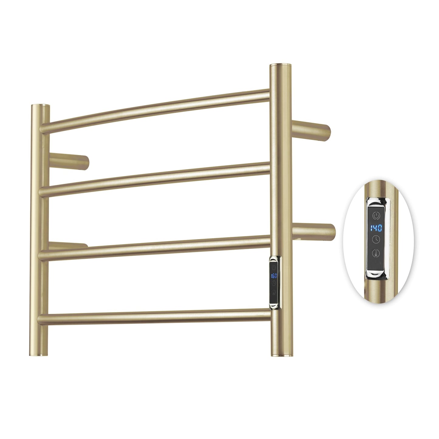 BLARALA Heated Towel Racks for Bathroom, Wall Mounted Electric Towel Warmer Racks with Timer & Temperature Control,Heater for Bathroom, Brushed (Round-Brushed Gold, 4 Bars)