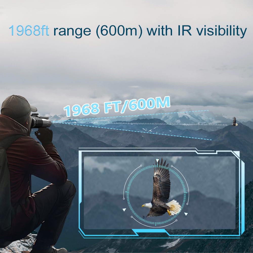 Head-Mounted Night Vision Goggles for Adults, Dual Screen Viewing 4K Video 48MP Photo Taking, 8X Digital Zoom, Military Night Vision Binoculars 1968FT Viewing Range, with 64GB Card