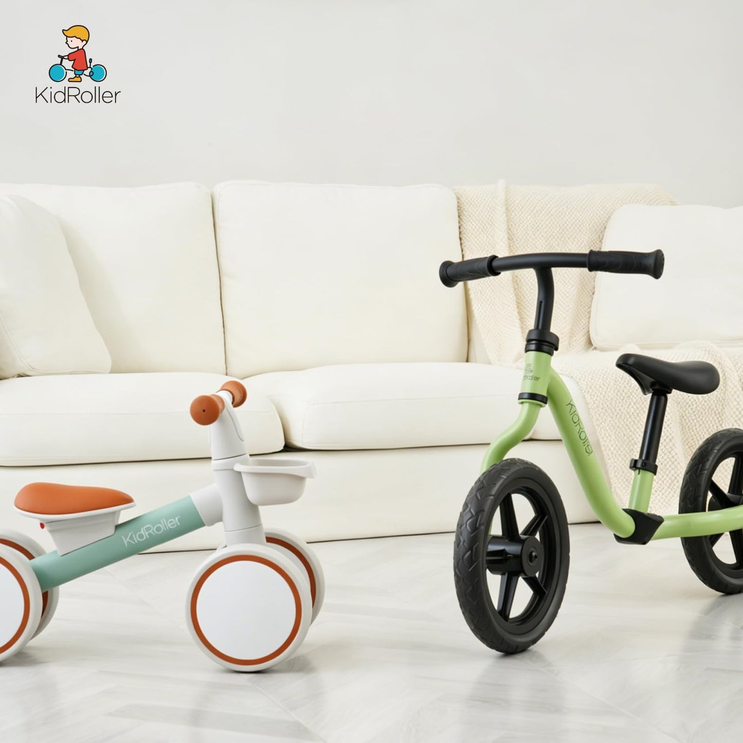 KidRoller Kid's Balance Bikes for 1 Year Old Boys and Girls, 12-24 Months Toddler Ride-on with Adjustable Seat and a Front Basket, First Birthday Gifts (White)