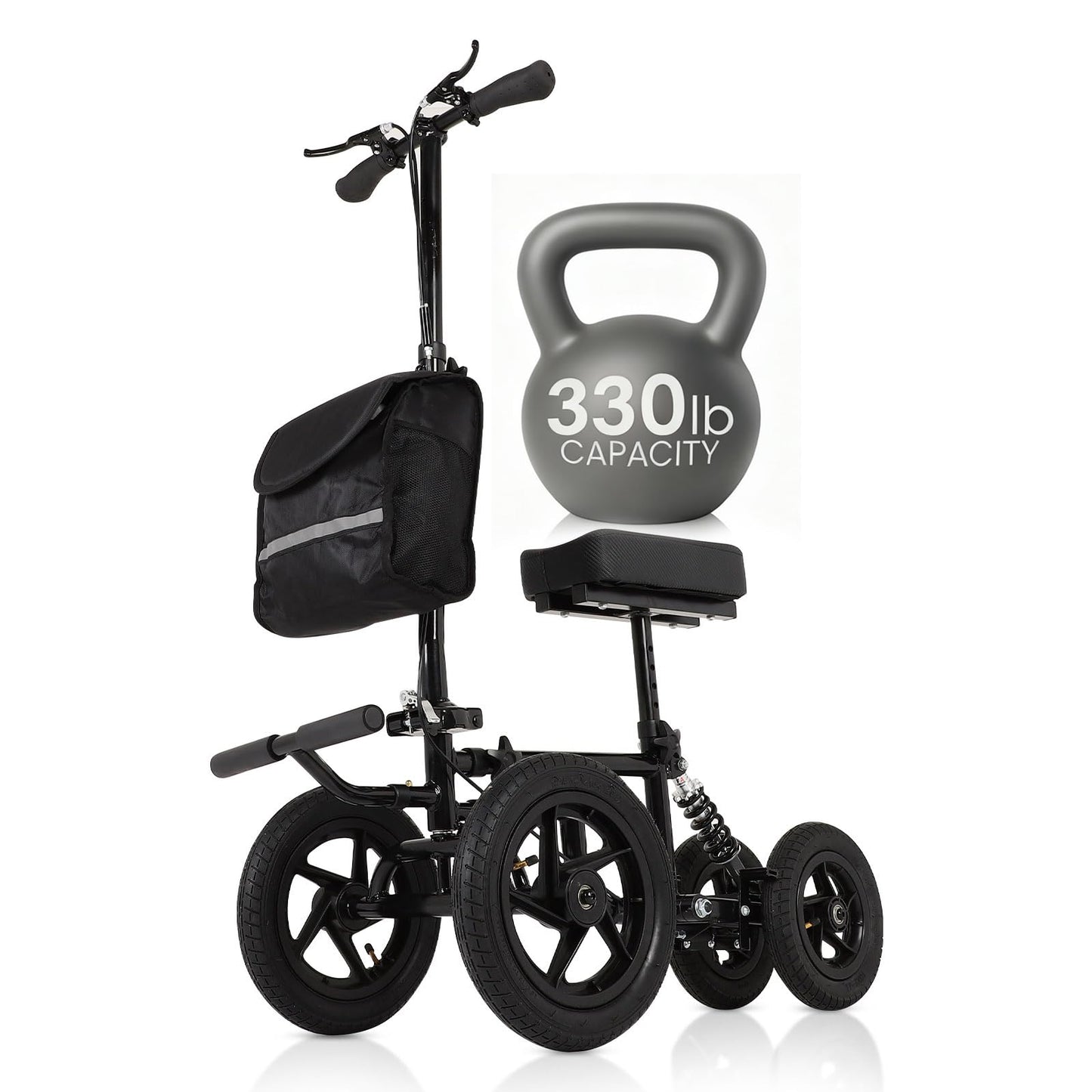 FAHKNS Mobility All Terrain Knee Scooter Walker for Foot Injuries: Adult Broken Leg Crutch Cart Roller for Surgery,Broken Foot,Ankle Injury,Kneeling Rolling Steerable Seated Wheel Scooter