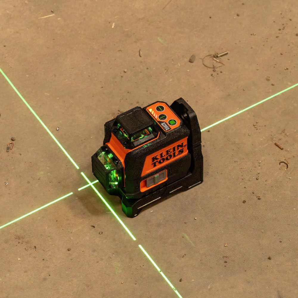Klein Tools 93CPLG Compact Self-Leveling Laser Level, Bright Green Cross Line 360-Degree Laser Planes, Class 2 ≤ 1mW, Rechargeable, Magnetic Mount