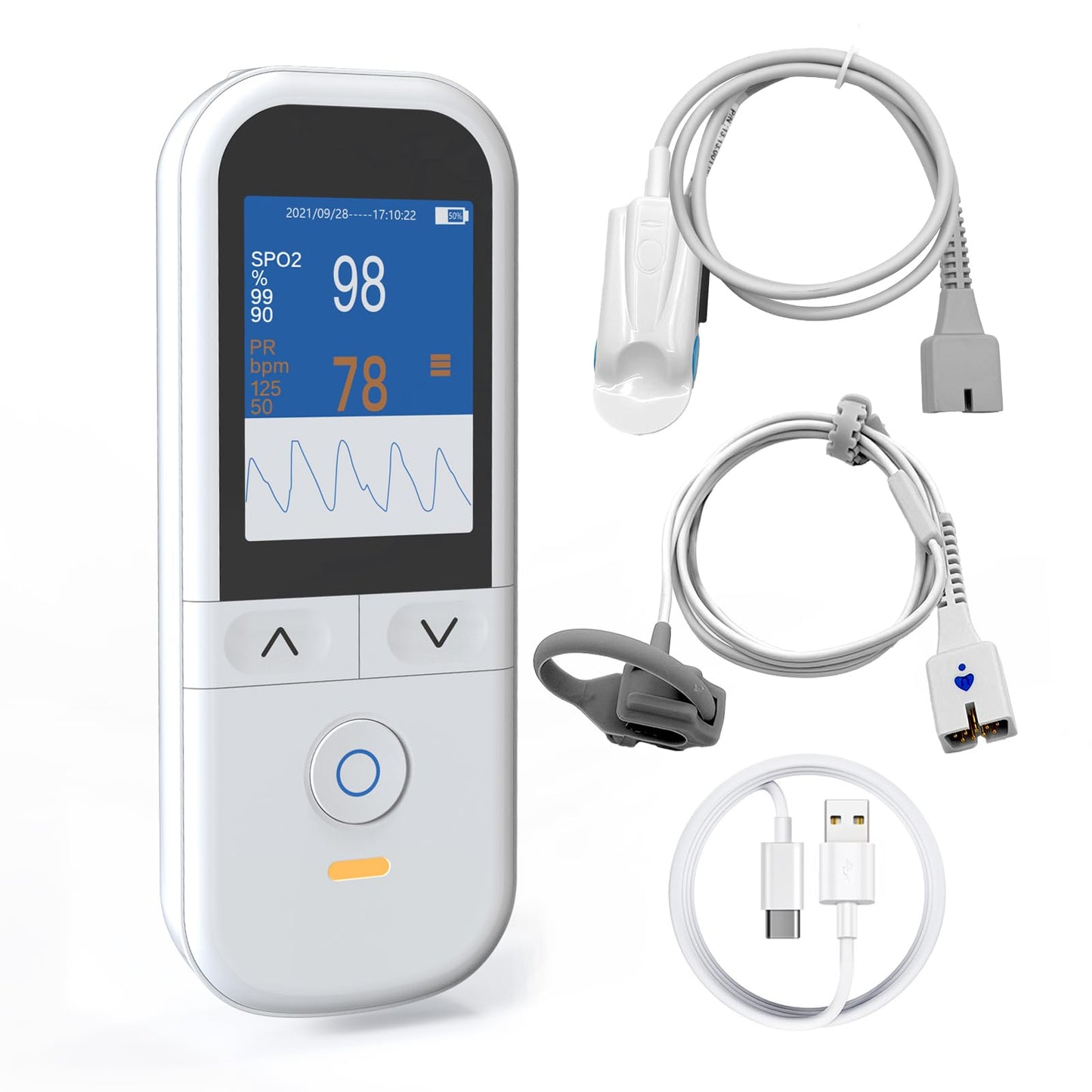 Handheld Pulse Oximeter for Baby and Adults, Fast SpO2 Reading Oximeters Accurate Infants Oxygen Saturation Monitor with Alarm Toddler Adjustable Rechargeable Continuous Monitoring Overnight for Family