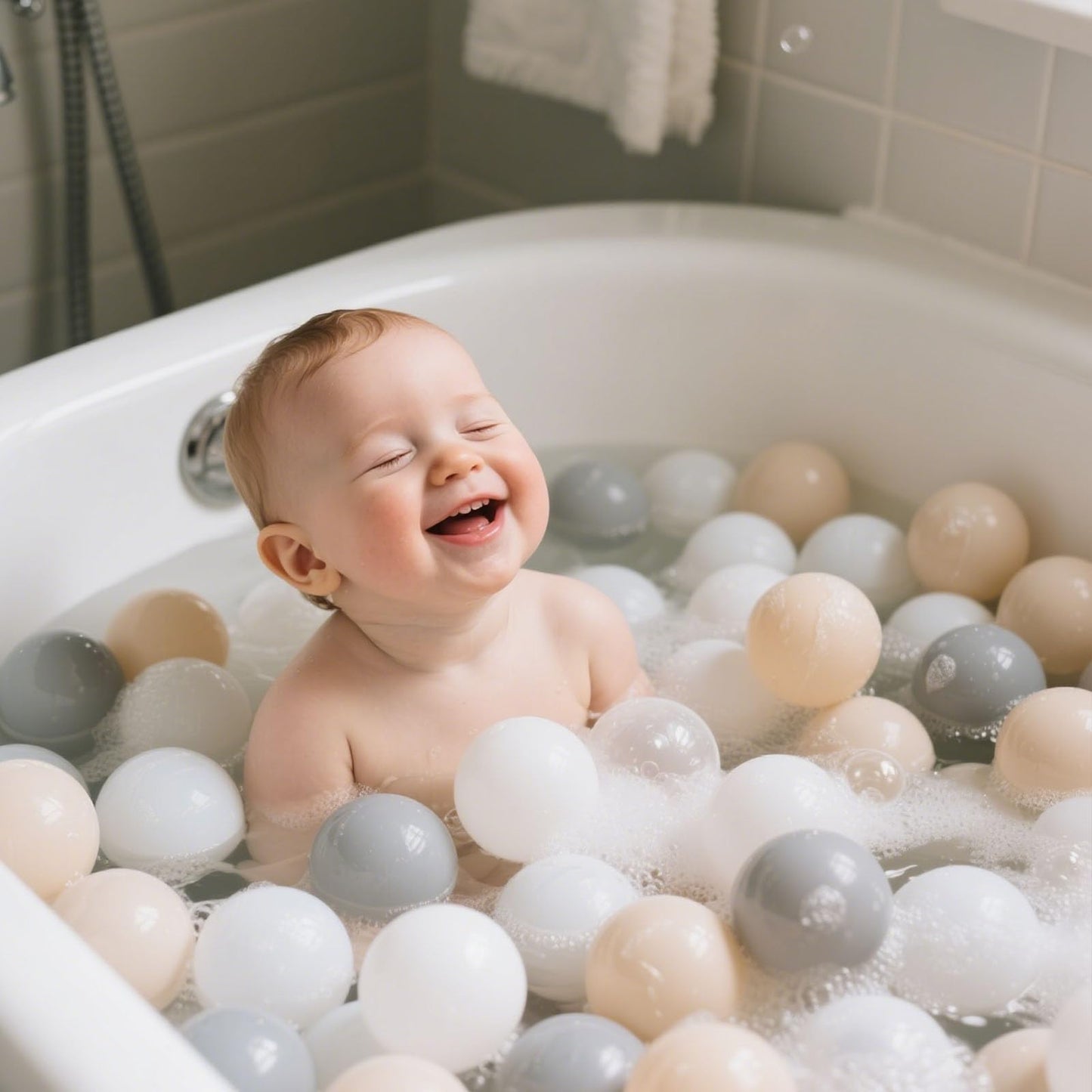 GOGOSO Ball Pit Balls for Toddlers Kids Plastic Balls for Ball-Pit Playpen Pool Baby Play Pastel BPA-Free Non Toxic Play Pastel Crush Proof Bal Beige Light Gray White 200pcs