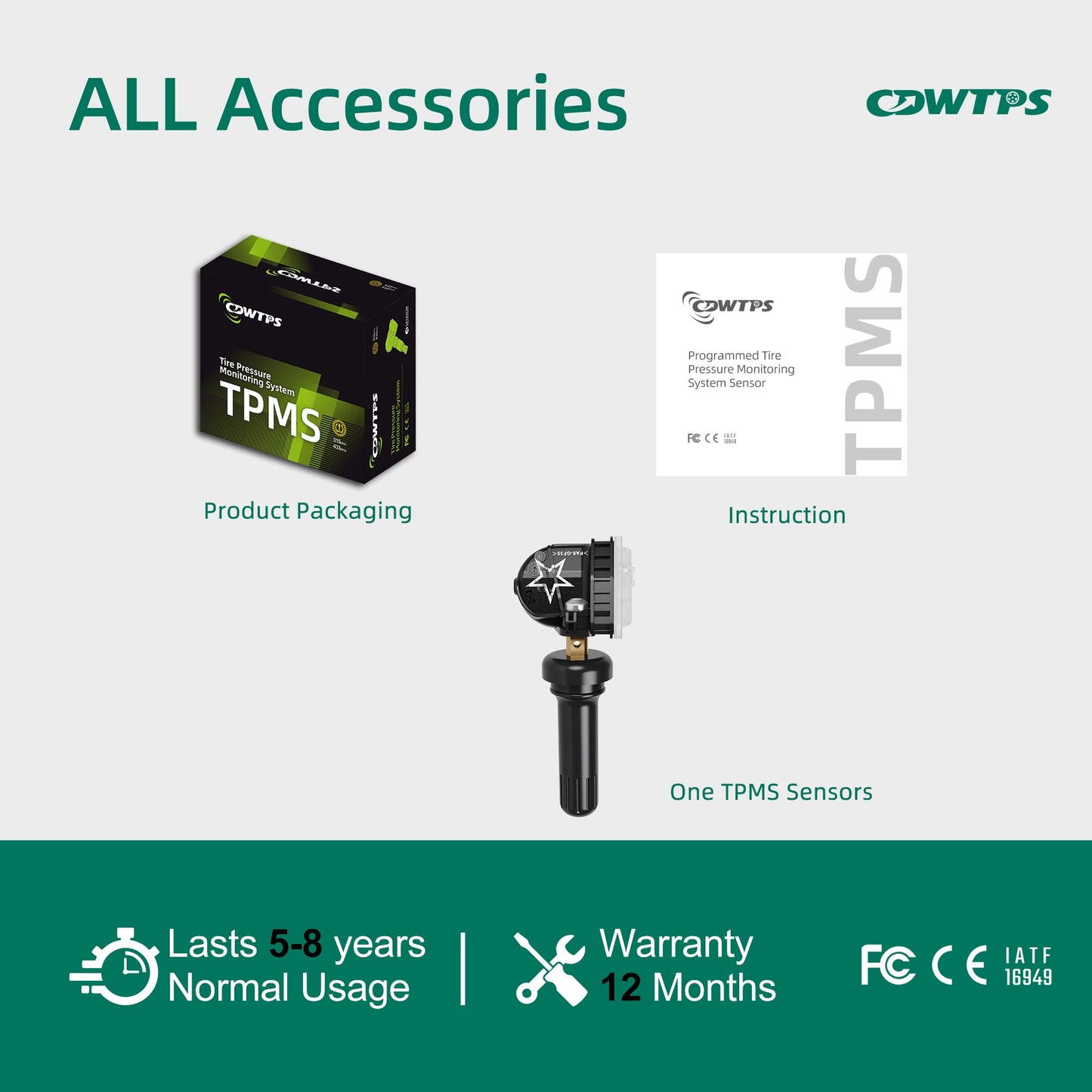 TPMS Sensor, 315MHZ 13598771 Tire Pressure Monitor System for GM| GMC | Chevy | Buick | Cadillac Replace#13598772,13586335,13581558,20923680