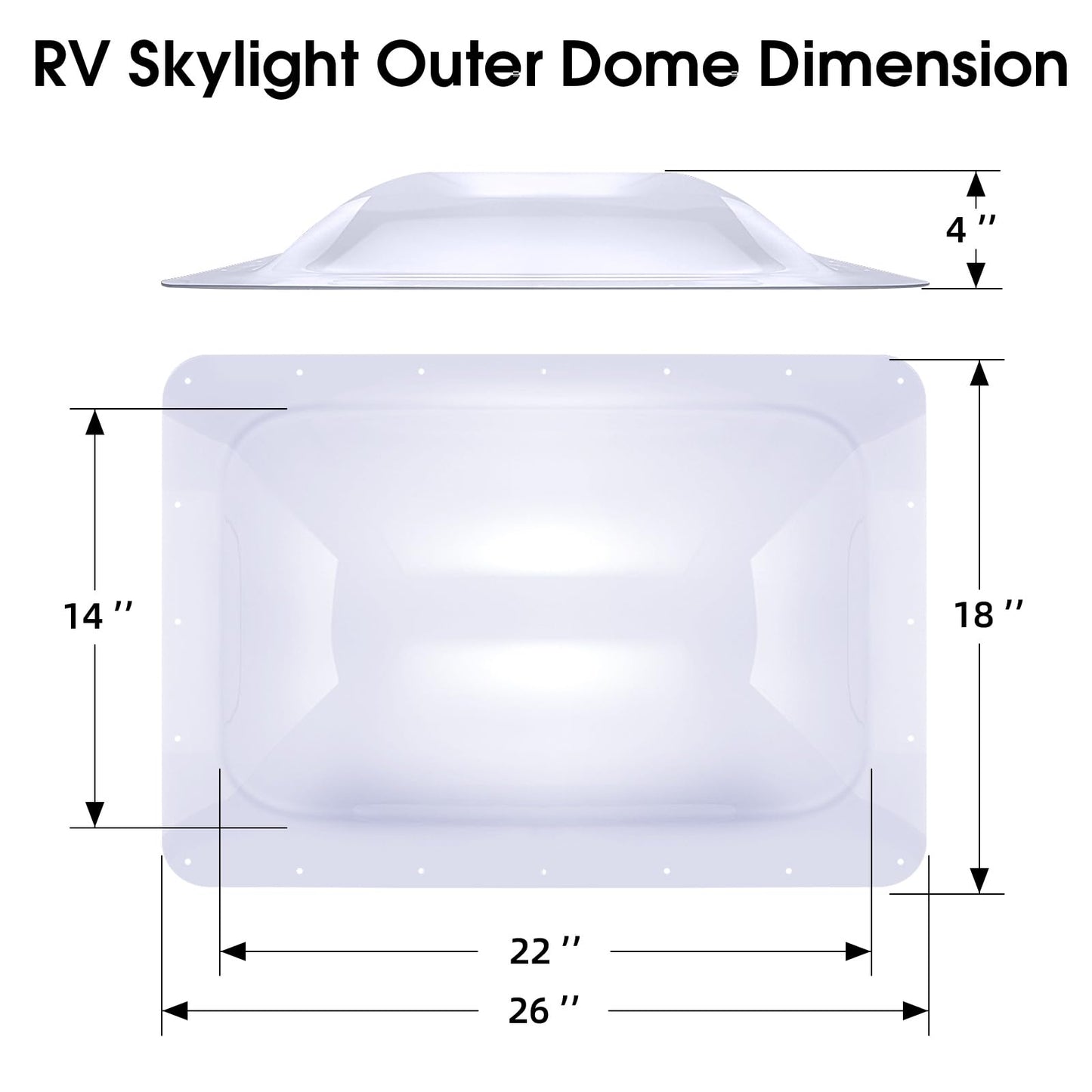 RV Skylight Replacement Bundle,18" x 26" RV Shower Skylight Cover Outer Dome Fit 14" x 22" Openings for Camper Motorhome Bathroom,Inner Dome with Window 14" x 22"+Polyurethane Adhesive Sealant,White