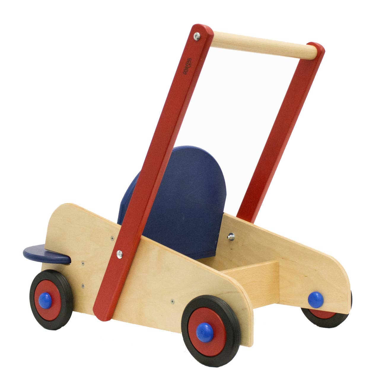 HABA Walker Wagon - Wooden Baby Push Walker, Sit to Stand Walker for Baby Learning to Walk, Push Toys for Toddlers 1-3 with Seat & Storage, 10 Months+
