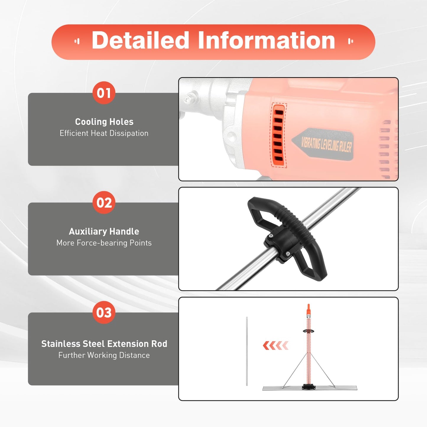 21V Electric Screed, Cordless Concrete Wet Screed, Concrete Finish Vibrating Tool, Vibrating Screed with 59 Inch Screed Blade Ruler (Ships in two packages)