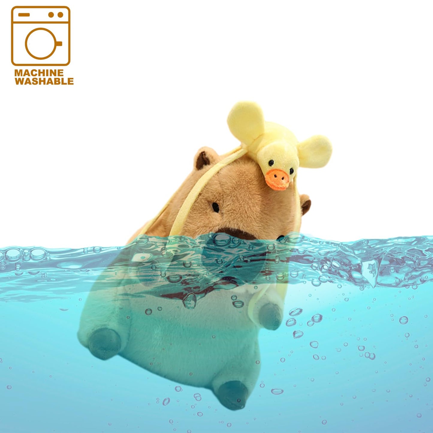 GOOC 9 Inch Soft Capybara with Removable Duck Bag Stuffed Animals Capybara Plush Toys Fluffy Plushies Fuzzy Doll Gift for Kids and Lovers in Birthday, Valentine's Day
