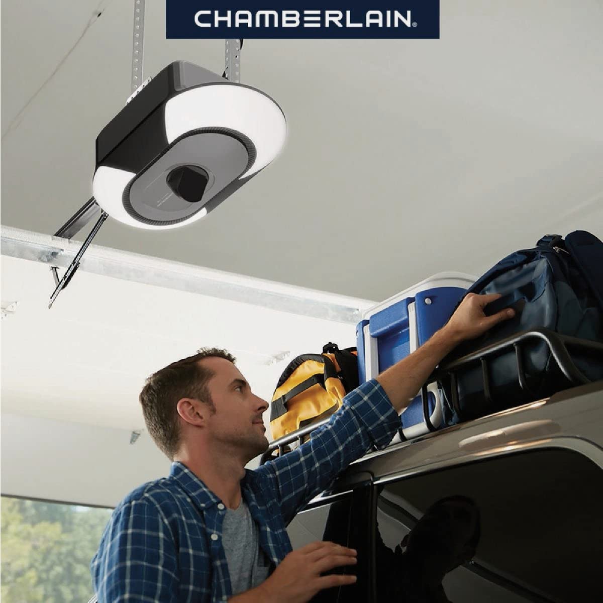 Chamberlain B6753T Smart Garage Door Opener, Video Streaming & Advanced Corner LED Lighting-myQ Smartphone Controlled-Ultra Quiet, Strong Belt Drive & MAX Lifting Power