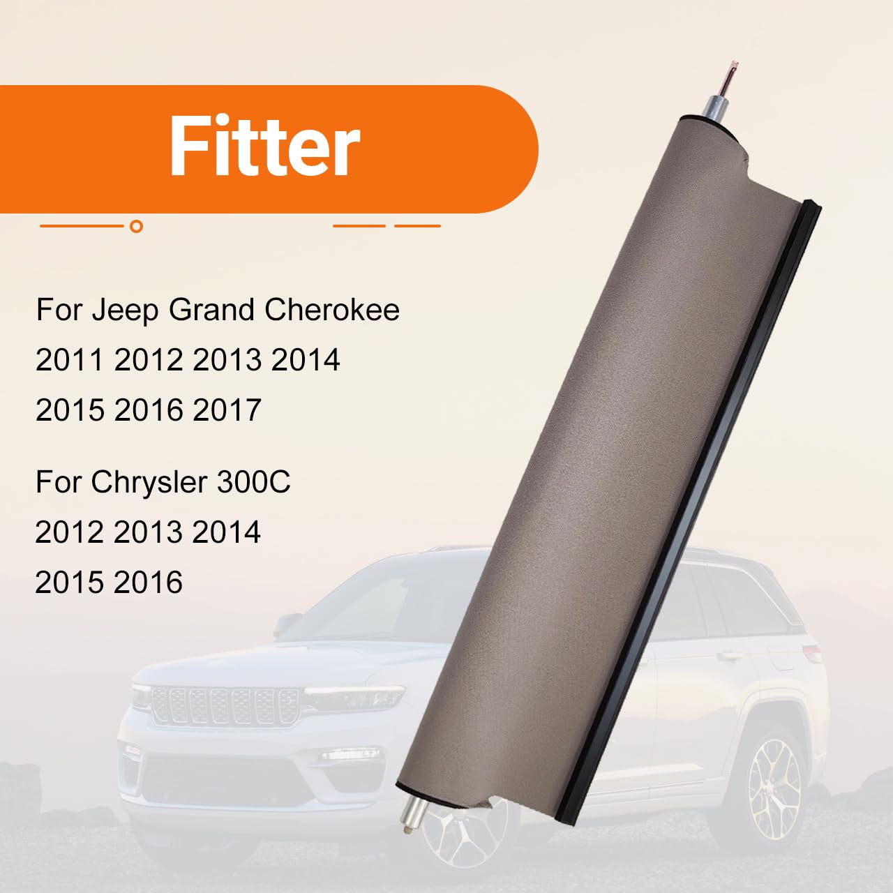 Car Panorama Sunroof Sunshade Curtain Cover Assembly Replace Heat Insulation Sun Visor Roller Blind for Jeep Grand Cherokee 2011-2017 for Chrysler 300C 2012 2013 2014 2015 2016 (Beige)