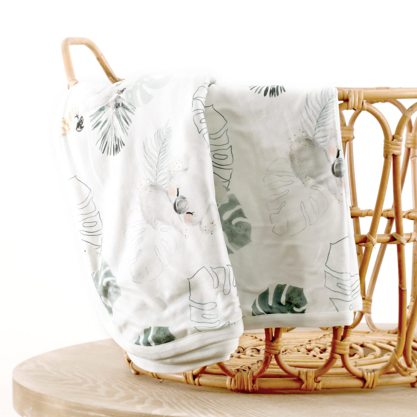 GRSSDER Baby Blankets Super Soft Jersey Knit Swaddle Blanket for Baby Girls and Boys, Double Layer Receiving Blankets 34 x 44 Inches Extra Large for Baby Show Gift, Watercolor Animals, Mint Green