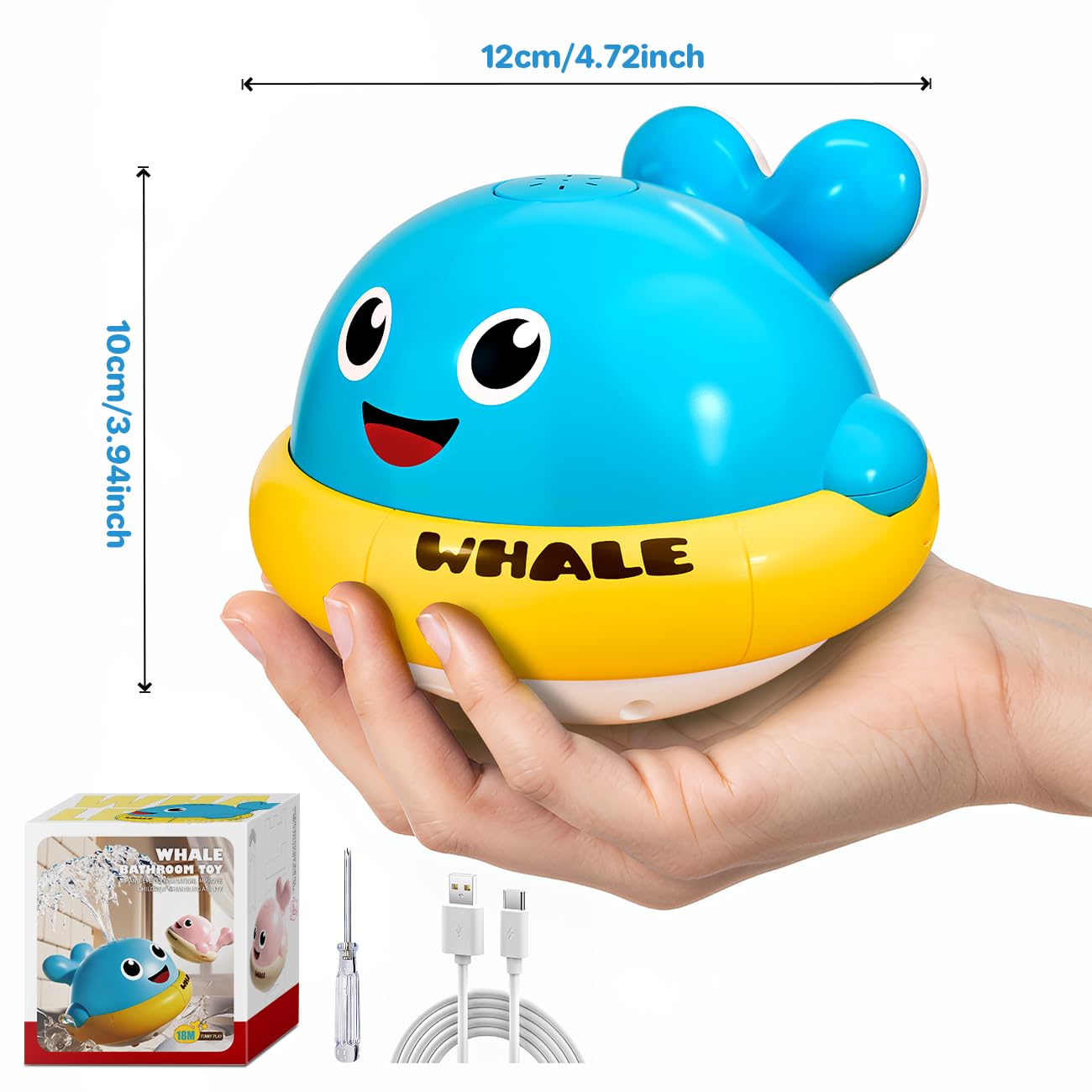 Baby Bath Toys, Light Up Whale Sprinkler Bath Toys for Kids Ages 1-3, Pool Water Toys for Toddlers Bathtub Fountain Toys, Birthday Gifts for 1 2 3 Year Old Boys & Girls