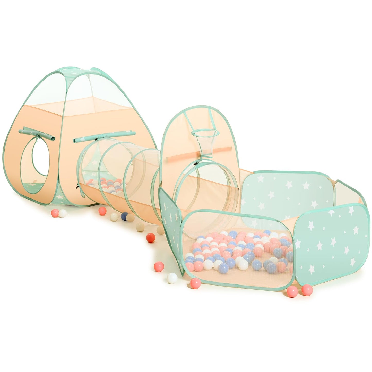 SISTICKER 3 in 1 Kids Play Tent with Baby Ball Pit and Play Tunnel, Toddler Climbing Toys for Boys, Girls, Babies, Indoor Outdoor Pop Up Playhouse Tunnel Toys (Balls NOT Included)