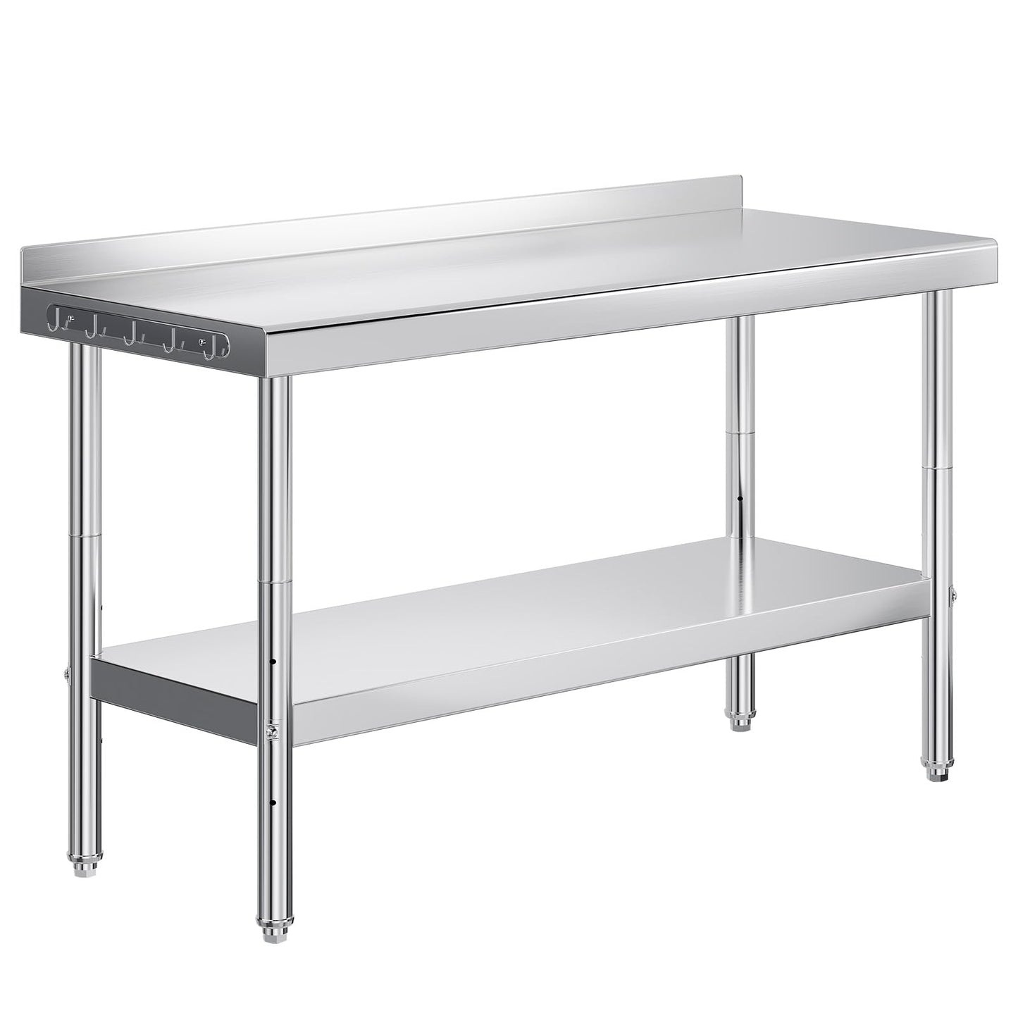 Jocisland 24" x 60" Stainless Steel Table for Prep & Work, NSF Certified with Backsplash, Adjustable Under Shelf & Safe Design for Restaurant, Home and Outdoor