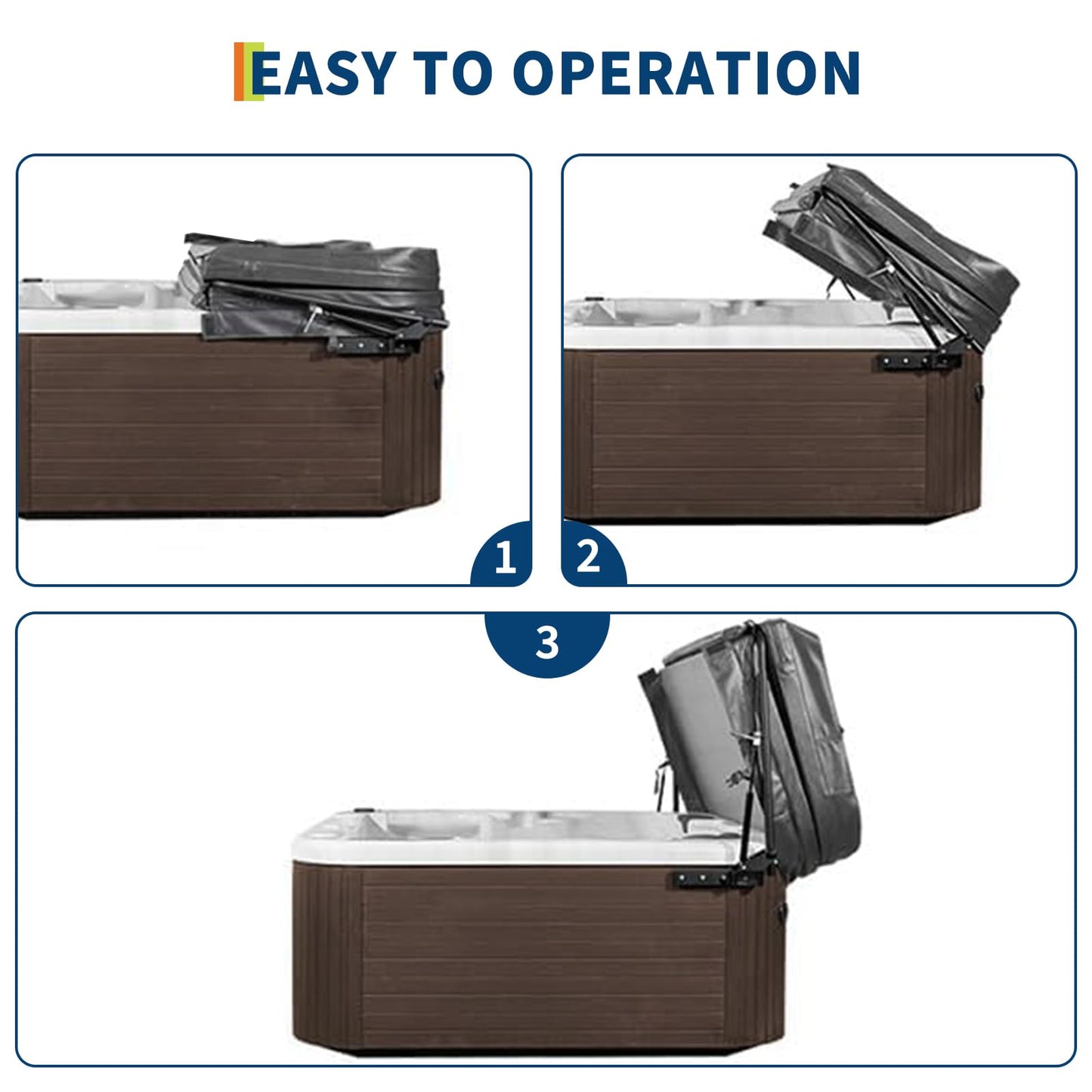 Hydraulic Swimming Pool Spa Cover Lift, Hot Tub Lift, Adjustable Width 69"-96.5", Mounted on Both Top Sides, for Various Sizes of Rectangular Bathtubs, Hot Tubs & Spas
